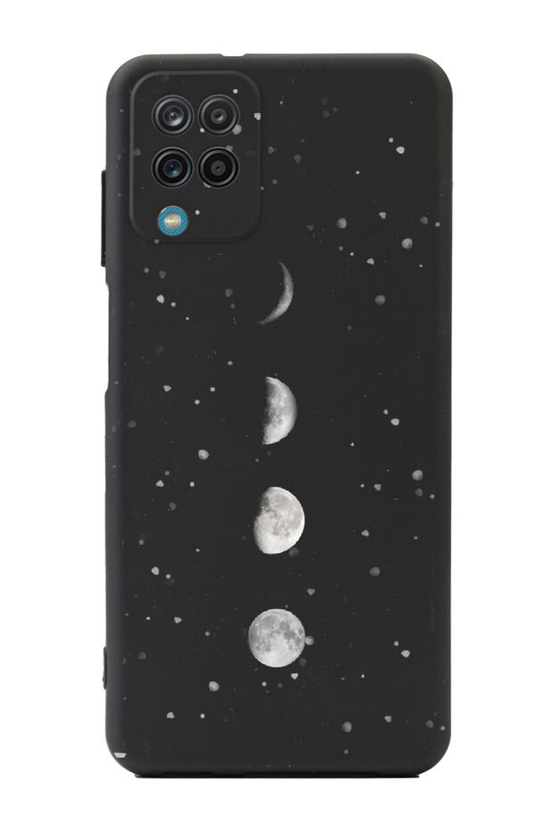 Samsung A12 Full Moon Design Black Premium Phone Case