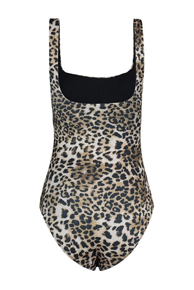 Leopar Desenli Kare Yaka Kaplı Regular Mayo TBESS23MA00111 - 12
