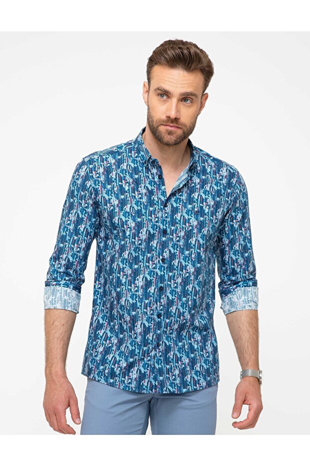 Blue Slim Fit Men's Shirt