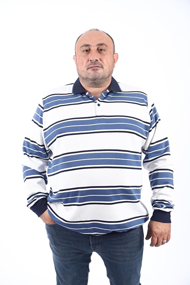 Large Size Polo Collar Thessaloniki Sweat 22405-indigo