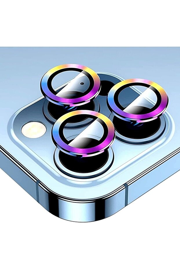 Iphone 13 Pro Max & 13 Pro Compatible Aluminum Frame 3D Camera Lens Protector - Colorful [Set of 3]