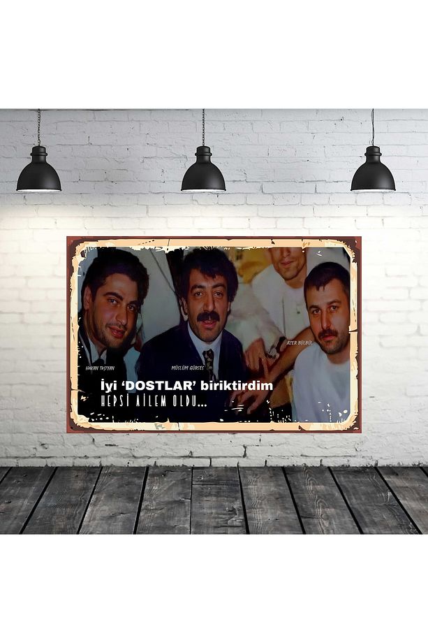 Müslüm Gürses Azer Bülbül & Hakan Taşıyan Tasarımlı 20x30 Cm Retro Ahşap Tablo - 1