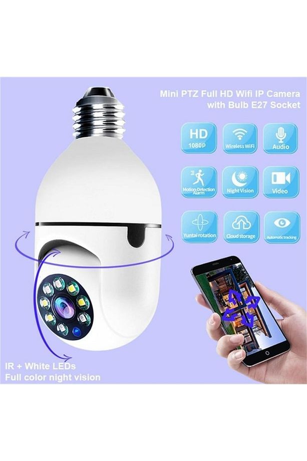 Wifi 360 Panoramik Ampul Kamera Gece Görüş Ses Akıllı Hareket Algılayıcı - 4