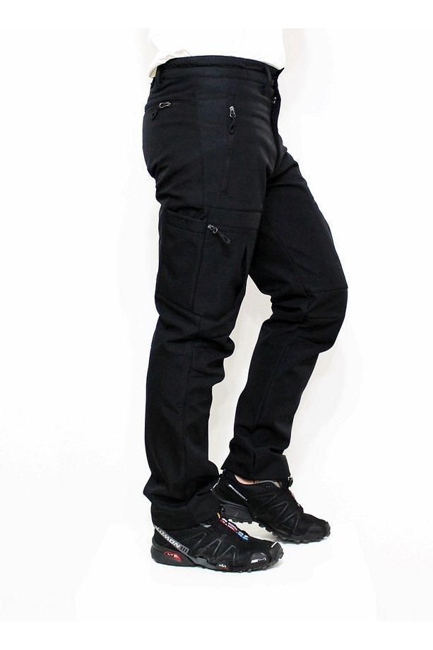Siyah Zipper Kargo Cepli Softshell Pantolon - 4