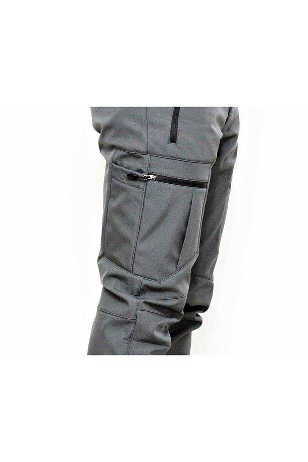 Gri Zipper Kargo Cepli Softshell Pantolon - 4