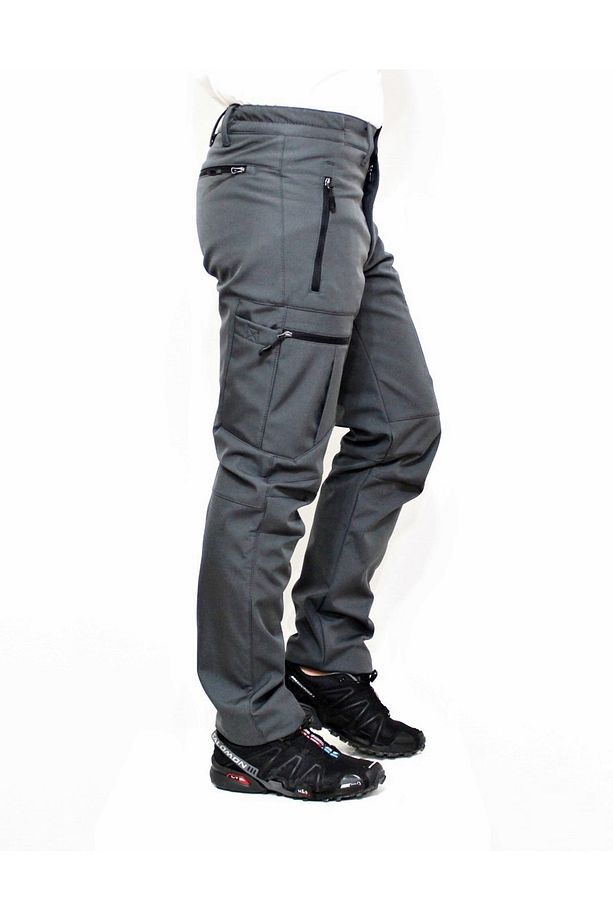Gri Zipper Kargo Cepli Softshell Pantolon - 5