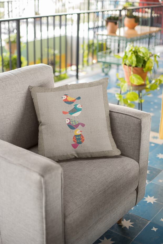 43x43cm Thai Feather Woven Premium Fabric Double Sided Throw Pillow with Bird Pillow Case Krl210