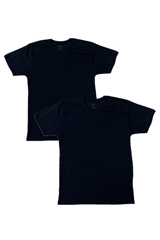 Men's Elastane Crew Neck Short (half) Sleeve 2 Pieces Black T-shirt