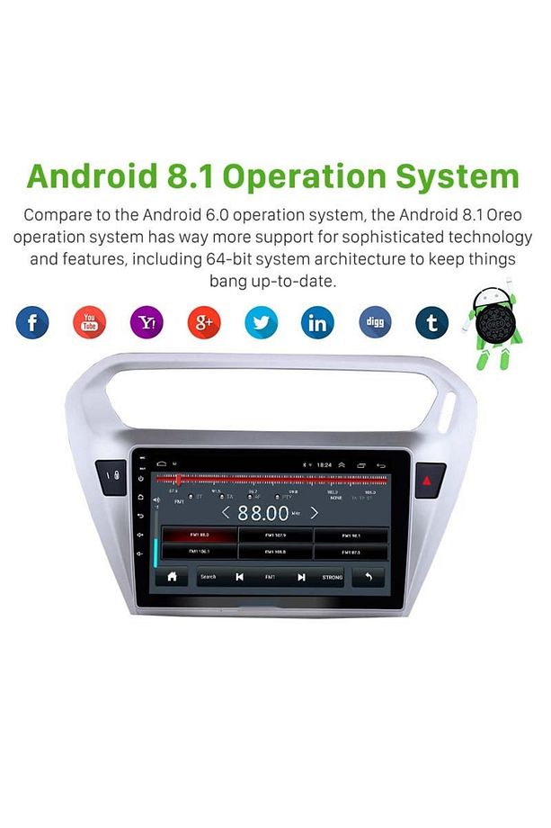 Citroen C-elysee  Uyumlu  Android Multimedya Navigasyon Teyp - 2
