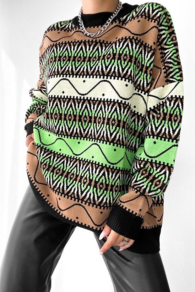Patterned Oversize Sweater - 2