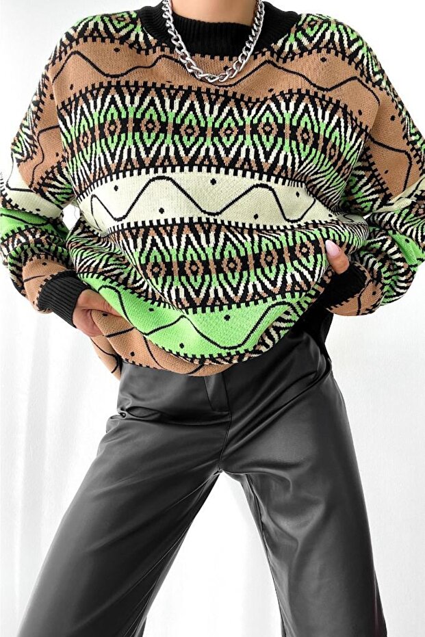 Patterned Oversize Sweater - 5