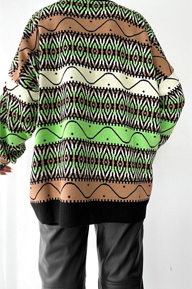 Patterned Oversize Sweater - 6