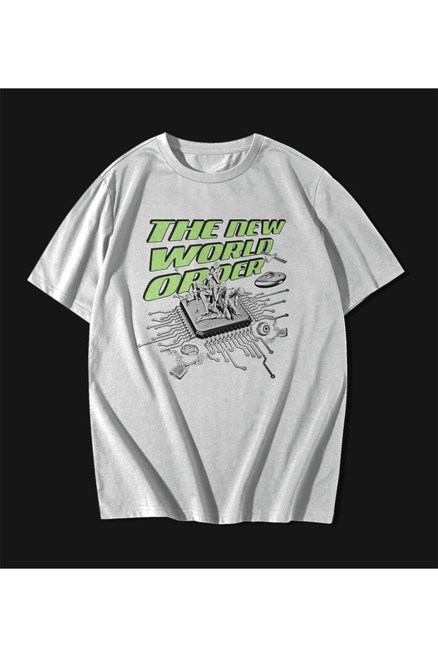 The New World Order Written Oversize Unisex White T-shirt T-shirt