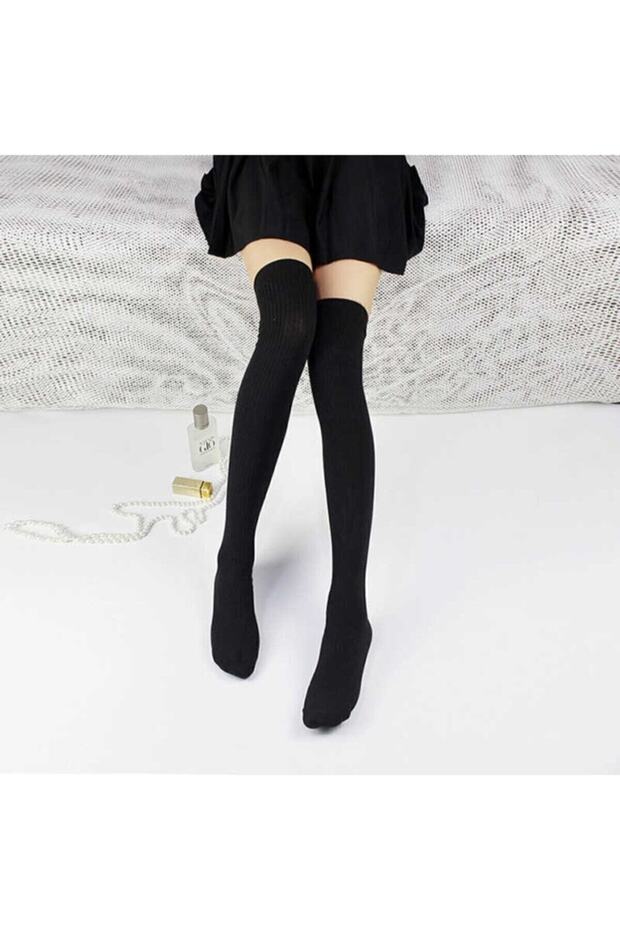 Plain Black Knee Socks