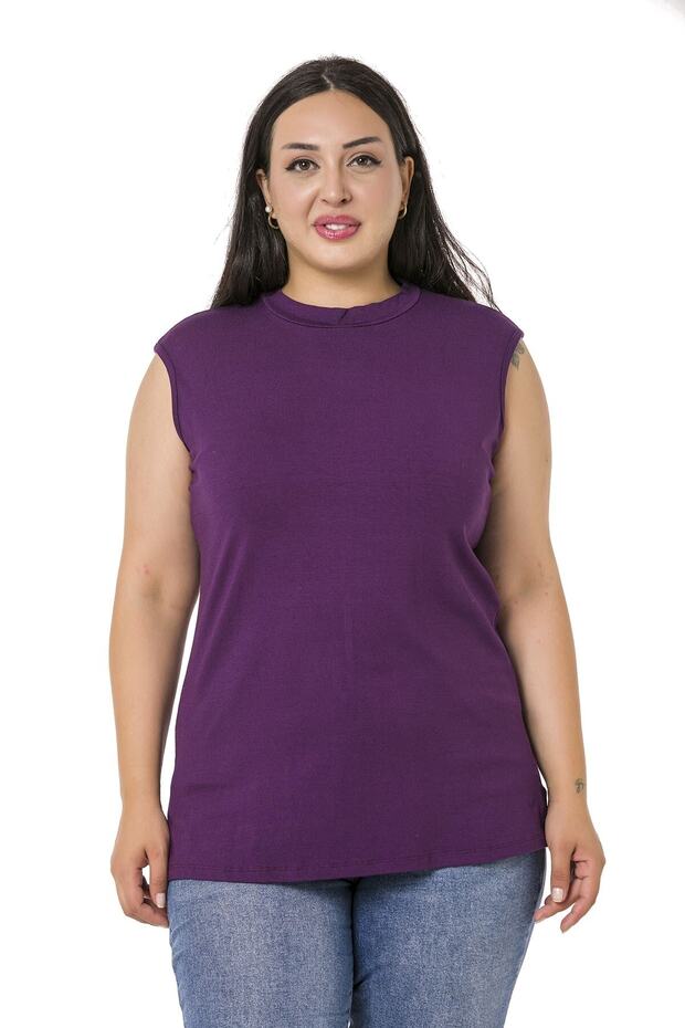 Large Size Half Fisherman Long Viscose Plum Body with Slits on the Sides