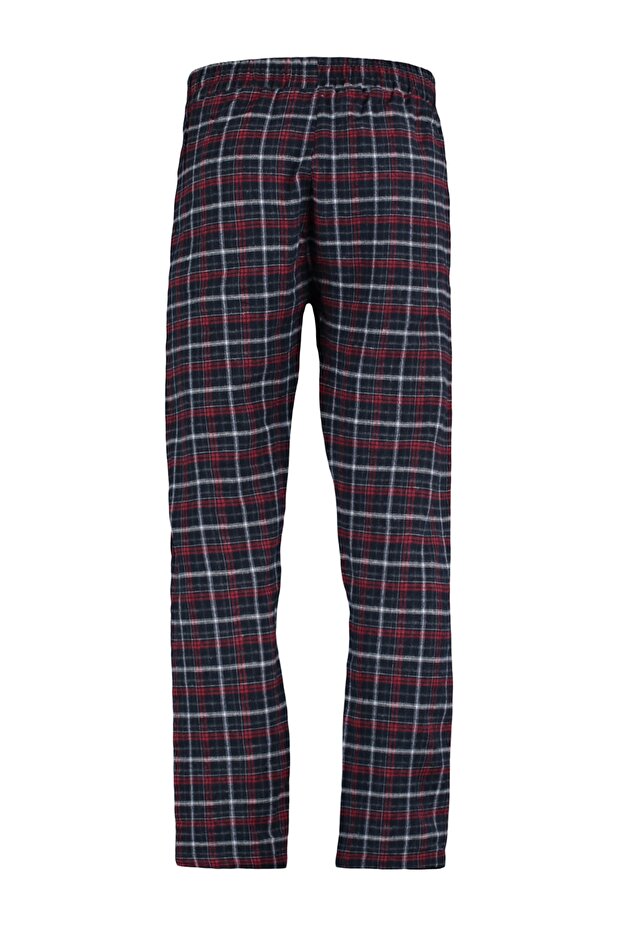 Lacivert-Kırmızı Ekoseli Regular Fit Dokuma Unisex Pijama Altı Eşofman TMNAW23PJ00014 - 6