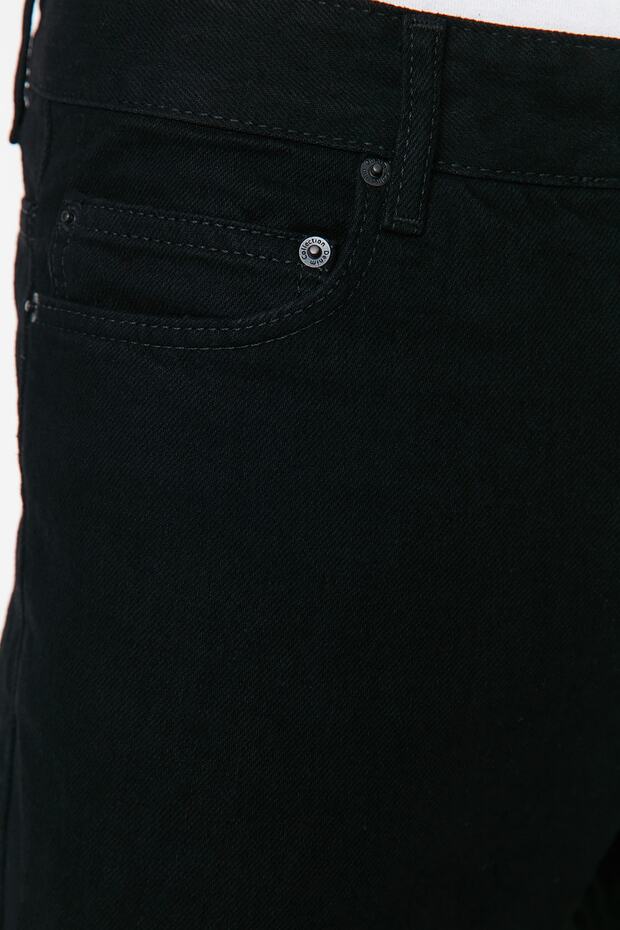 Siyah Relax Fit Boyfriend Jeans Kot Pantolon TMNAW23JE00076 - 12