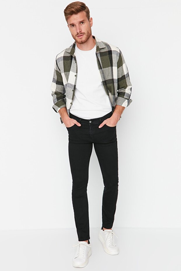 Siyah Smoke Esnek Kumaş Skinny Dar Kesim Jeans Kot Pantolon TMNAW20JE0369 - 3