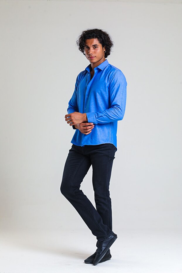Slimfit Kot Mavi Erkek Gömleği - 6