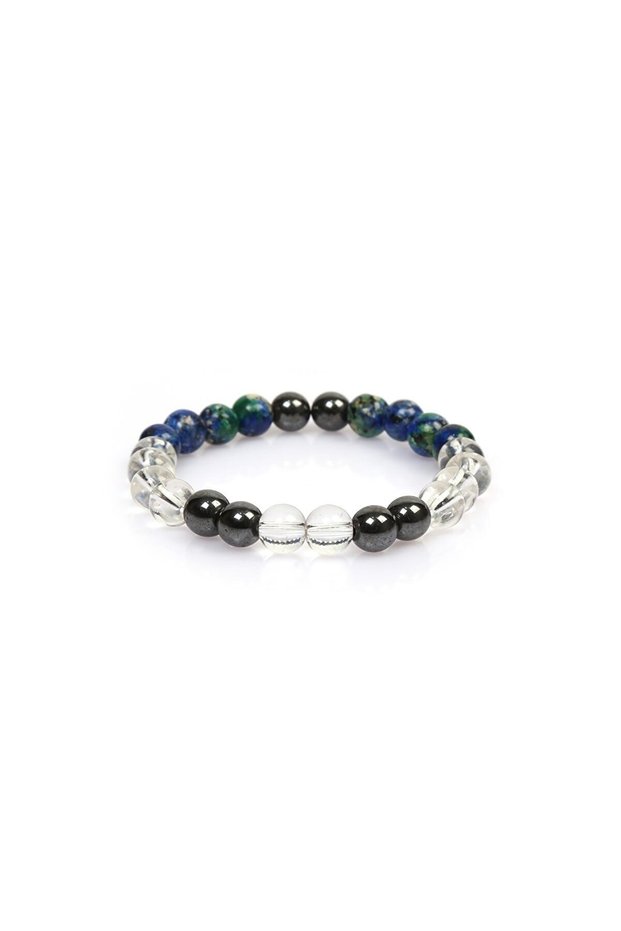 Stress Natural Stone Peace Talisman Bracelet Azurite, Hematite, Crystal Quartz Stone Natural Stone Bracelet