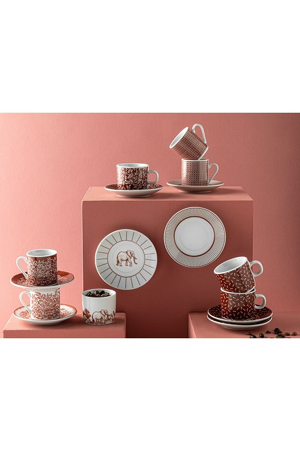 STD Oak Porselen 2'li Kahve Fincan Takımı 80 Ml Bordo Klasik - 3