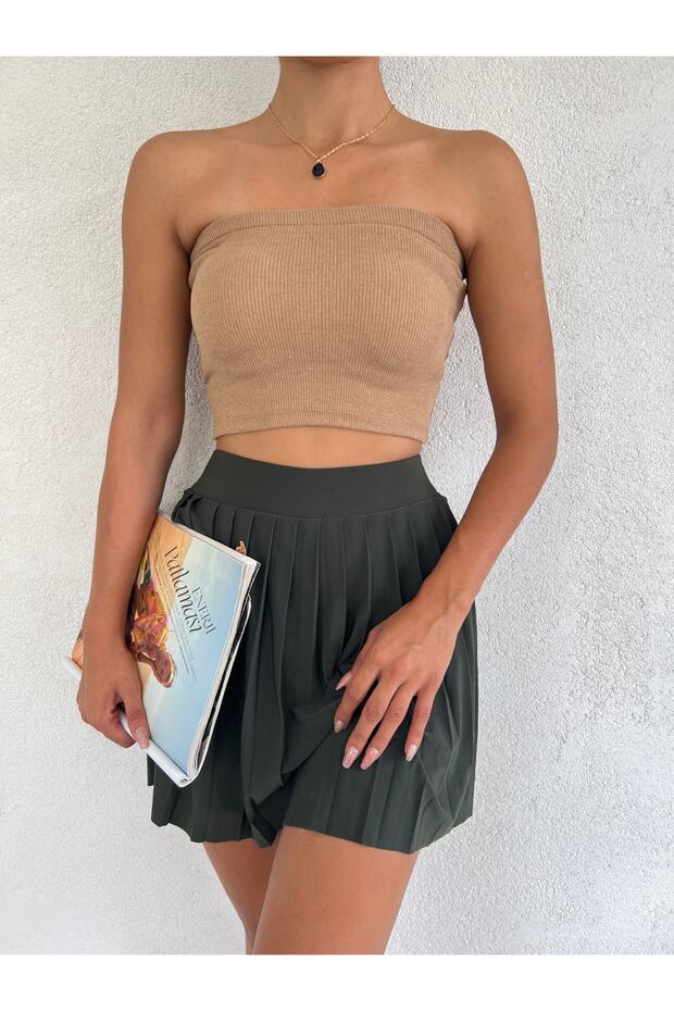 Piliseli Şortlu Etek - 4