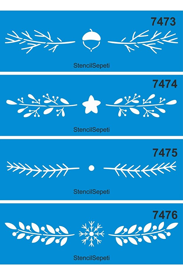 Set of 4 Branched Edges - Stencil Painting Template 10x30cm