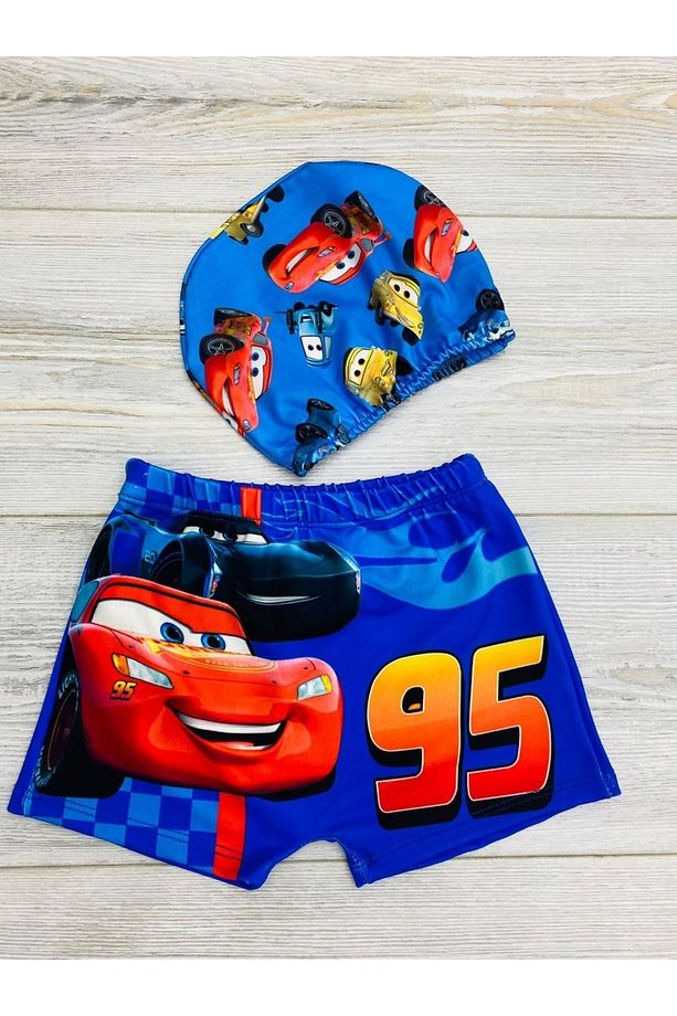 Erkek Çocuk Desenli Short Mayo . Bonesi Dahildir. - 1