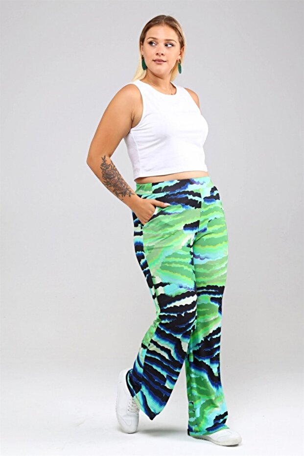 Desenli Örme Pantalon-yeşil - 2