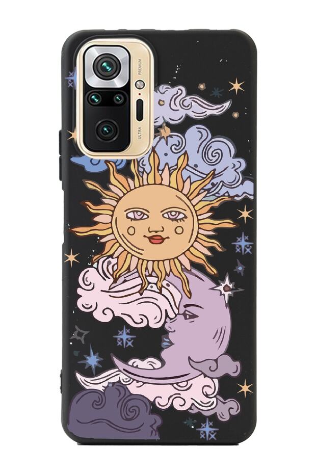 متوافق مع هاتف Xiaomi Redmi Note 10 Pro - Max Sun Retro Design باللون الأسود الفاخر