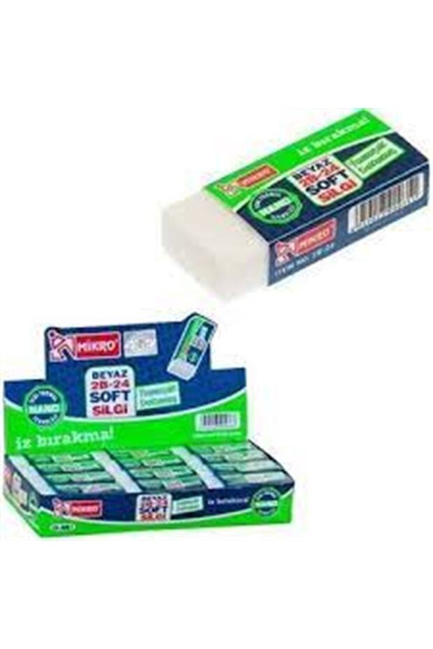 2B-24 White Nano 24-Piece Eraser N2B24
