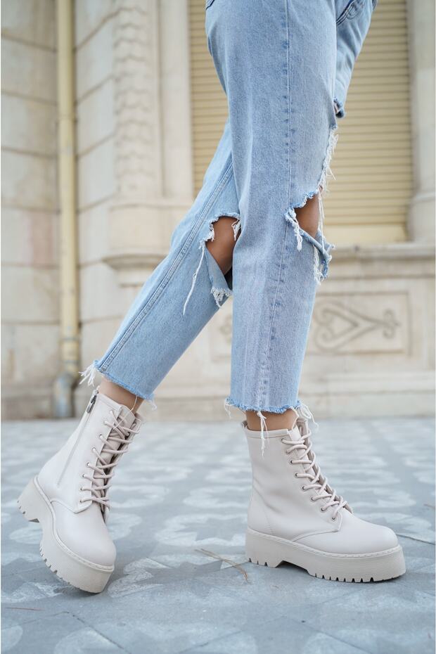 Adda Kadın Ten Bağcıklı Kalın Tabanlı Bootie - 3