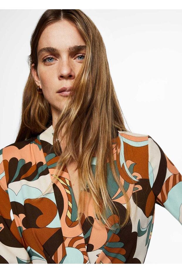 Retro Desenli Uzun Tulum - 6