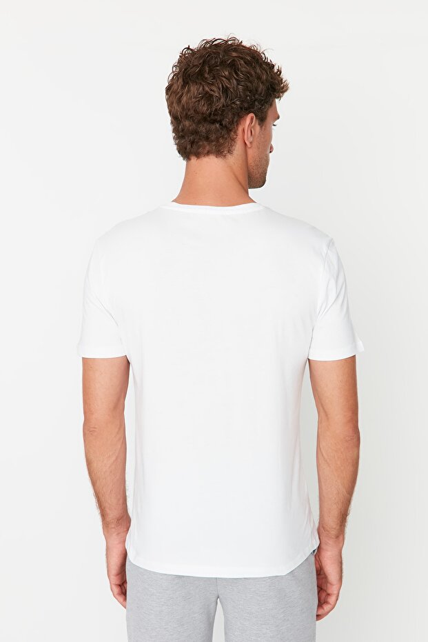 Czarno-biała koszulka z krótkim rękawem, dopasowana, 100% bawełna, zestaw 2 sztuki TMNSS19BO0075 - 18