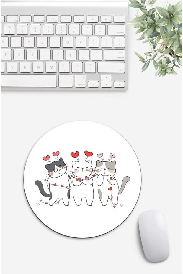 Happy Friend Cats Patterned Mouse Pad