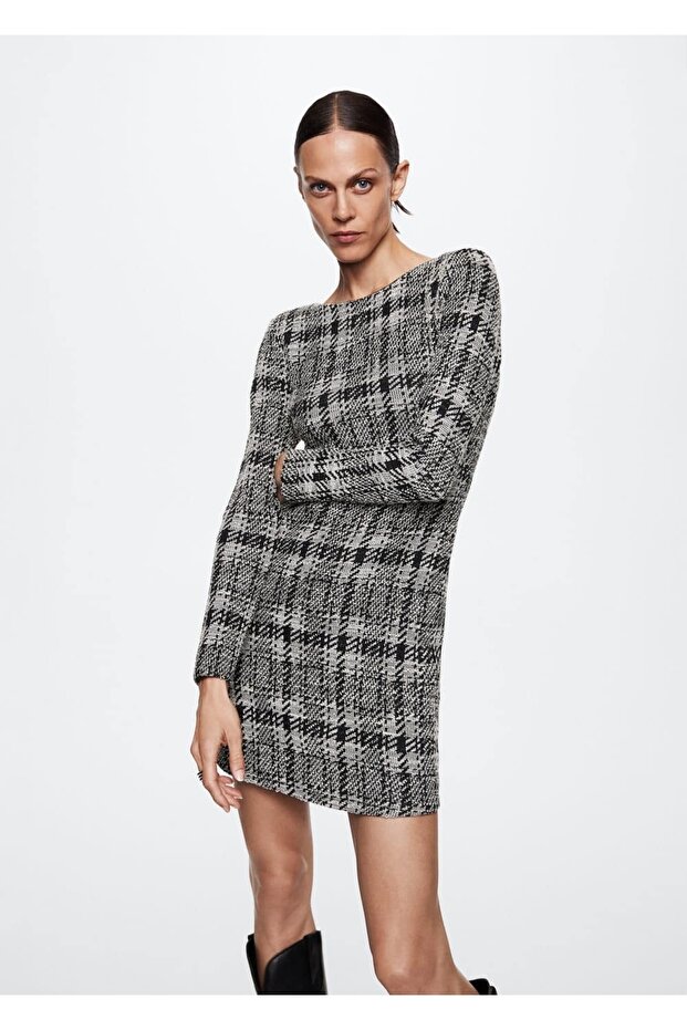 Çizgili Tüvit Elbise - 1