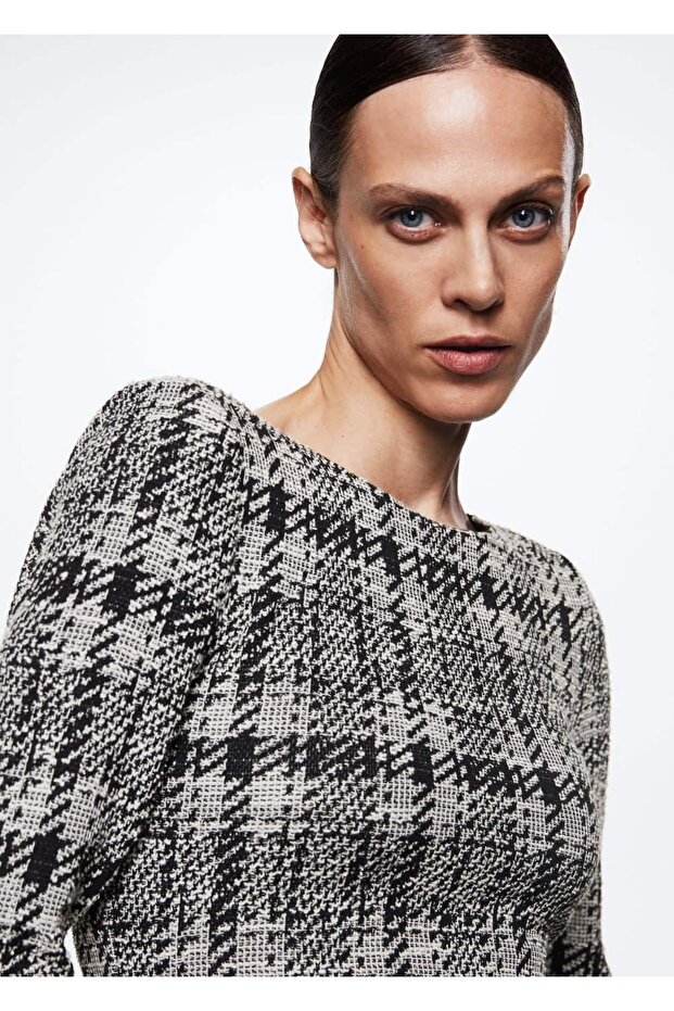 Çizgili Tüvit Elbise - 7