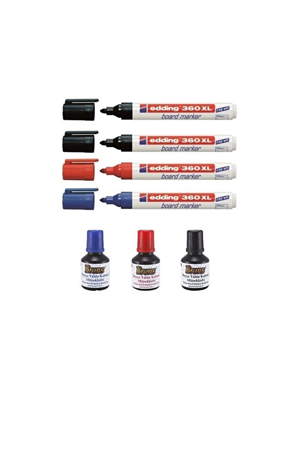 4 Adet Edding Doldurulabilir Tahta Kalemi Ve 3 Renk 30 Cc Tahta Kalemi Mürekkebi Brons - 1