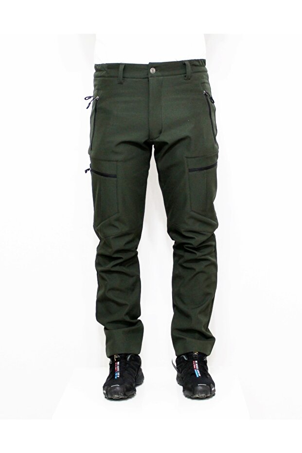 Haki Zipper Kargo Cepli Softshell Pantolon - 2