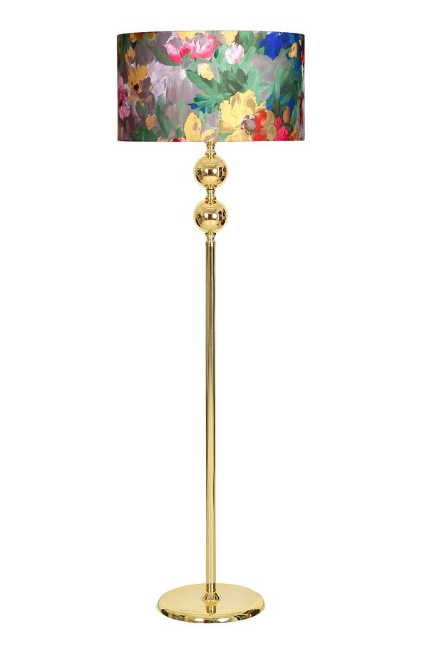 Gold Kaplama Çift Küre Metal Düz Tek Ayak Lambader - Violet - 1
