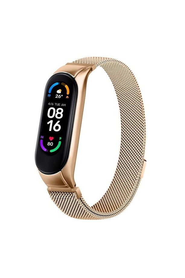 Xiaomi Mi Band 7 Uyumlu Kordon Metal Manyetik Hasır Örgülü Çelik Mıknatıslı Kayış - 1