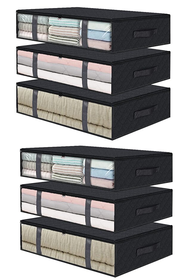 6 Pieces with Window, Black Bed Base, Pillow, Quilt, Sweater Hurcu / 60x45x15