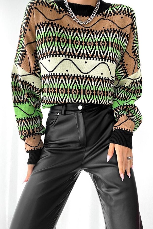 Patterned Oversize Sweater - 3