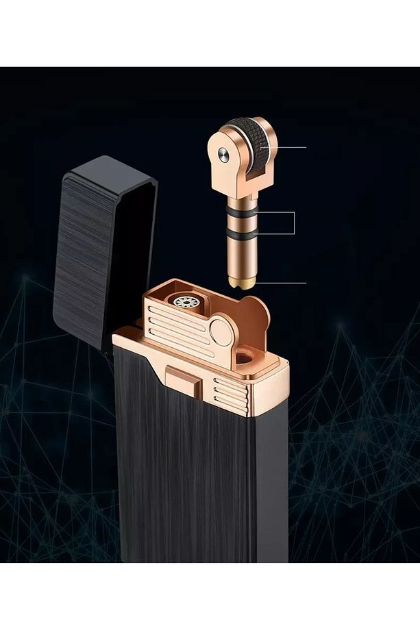 Rüzgar Geçirmez Meşale Çift Alev Sihirli Çakmak Ücretsiz Ateş Düz Jet Metal Çakmak Turbo Çakmak - 4