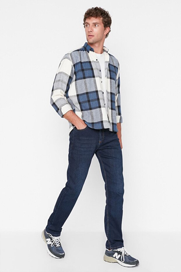 Lacivert Esnek Kumaş Regular Fit Jeans Kot Pantolon TMNAW23JE00036 - 7