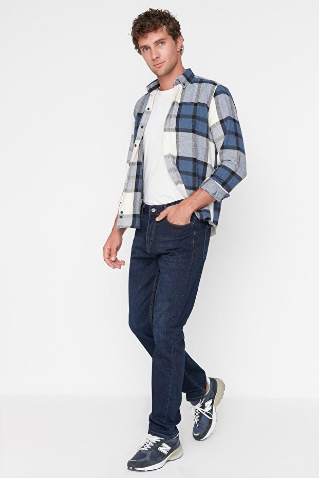 Lacivert Esnek Kumaş Regular Fit Jeans Kot Pantolon TMNAW23JE00036 - 8