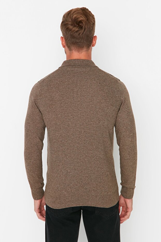 Vizon Slim Fit Yünlü Polo Yaka Düğmeli Smart Triko Kazak TMNAW23KZ00238 - 5