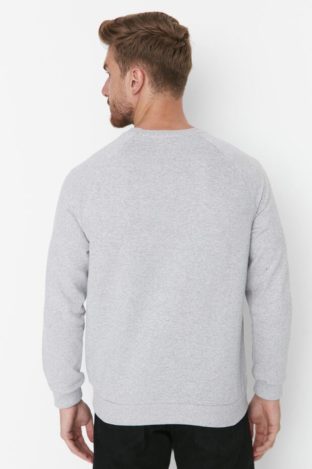 Gri Melanj Regular/Normal Kesim İçi Polar/Sıcak Tutan Sweatshirt TMNAW23SW00189 - 5