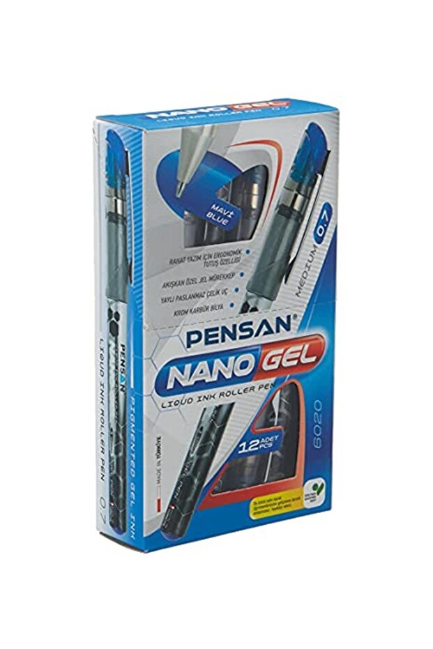 Nano Gel Roller Pen Blue 0.7 mm 12 pcs - Pe06020rkma