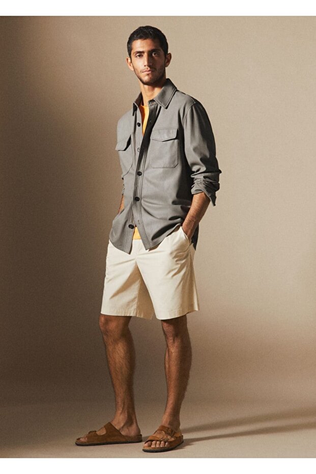 Pilili Pamuklu Bermuda Şort - 6